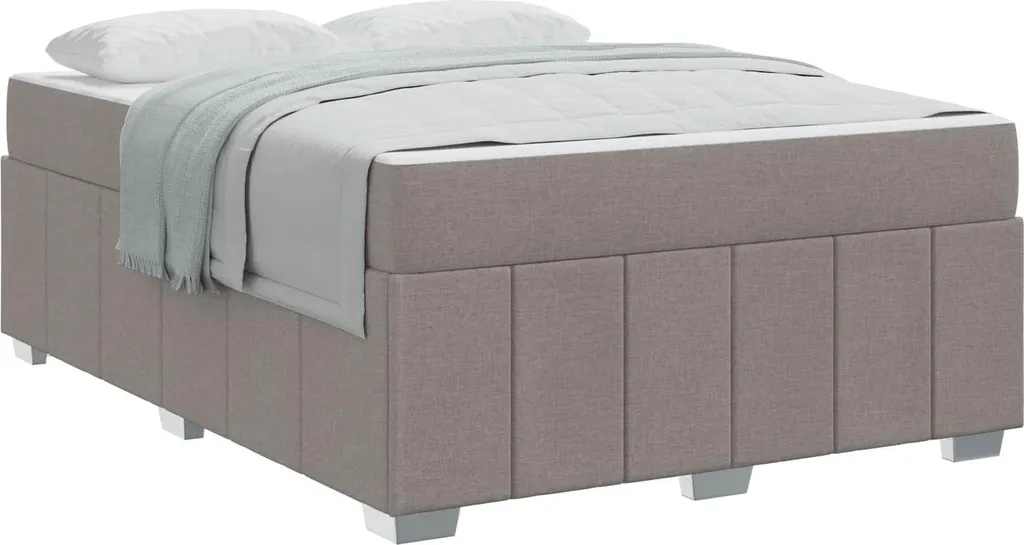 vidaXL Cadre de lit avec matelas Taupe 160x200 cm en Tissu Robuste