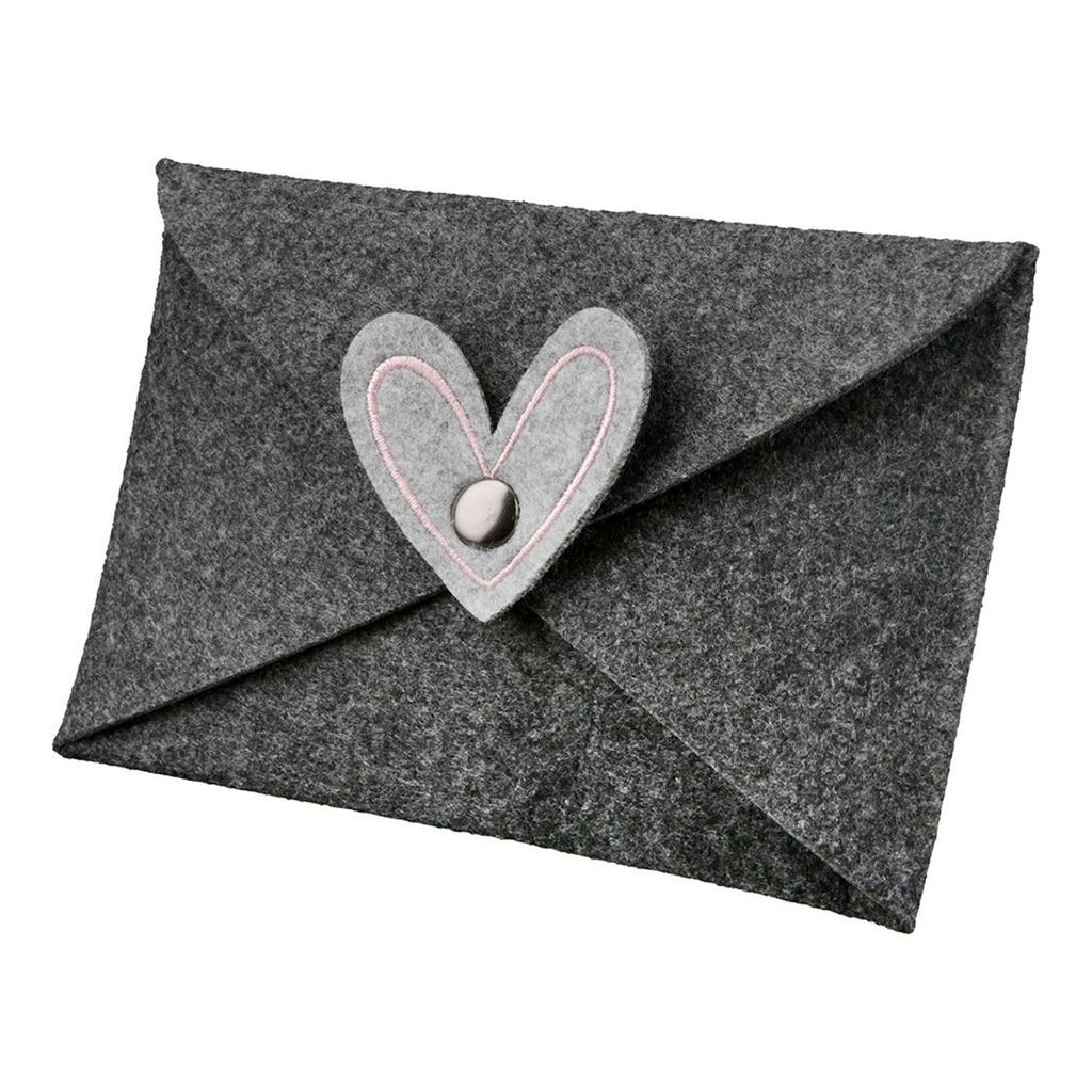 Plstěná obálka srdce tmavě šedá 16 x 11 cm Obrázek produktu 