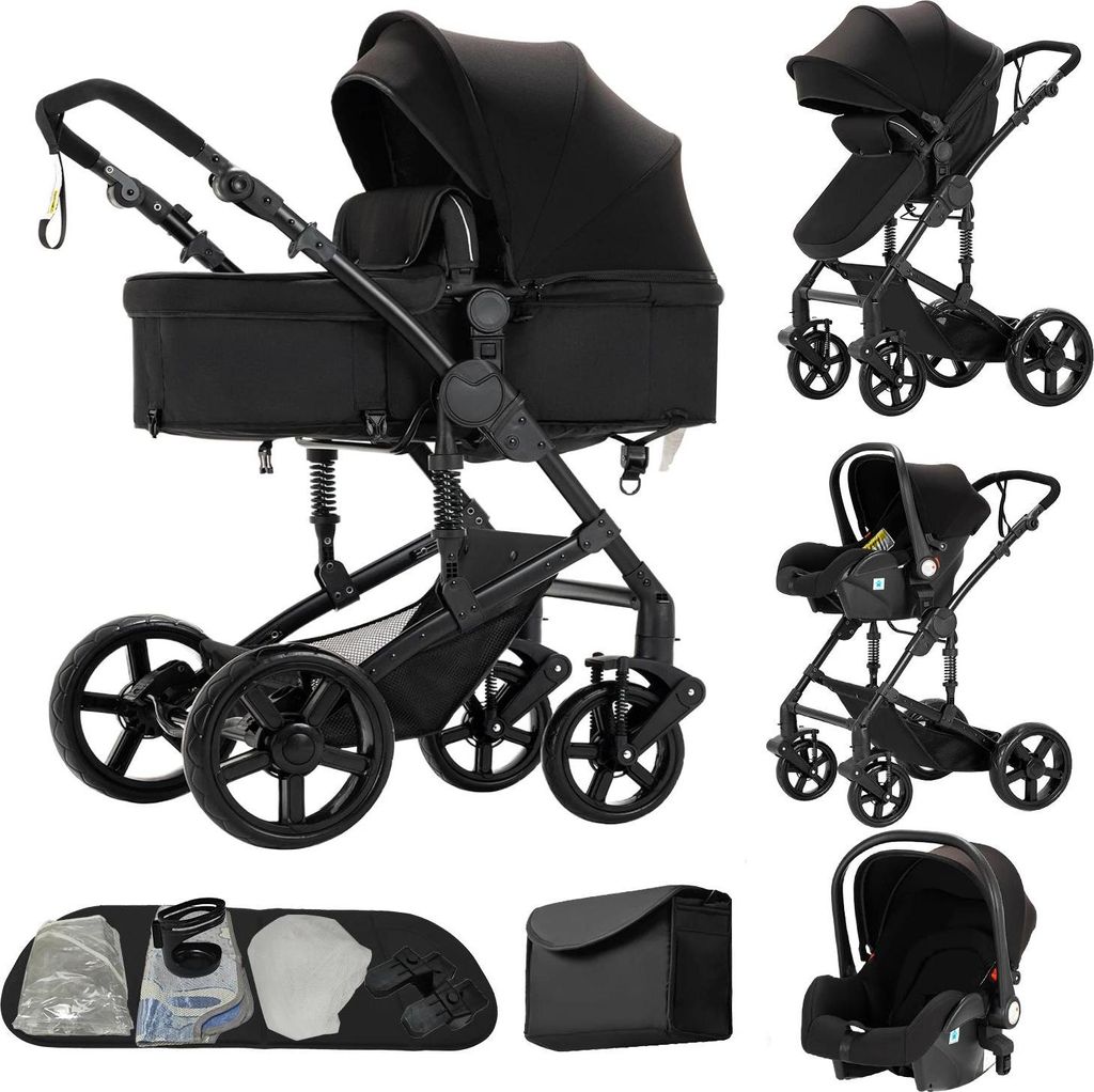 Kinderwagen B588 - Leichter Reisebuggy - Klappbarer Babybuggy - Belastbar über 20 kg - Schwarz