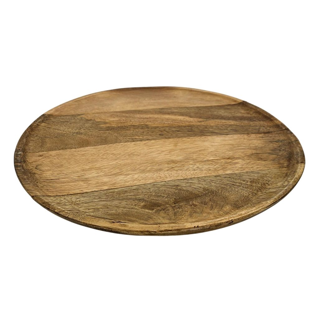 Holzteller Dekoteller rund hellbraun 37 cm Kerzenteller Produktbild 