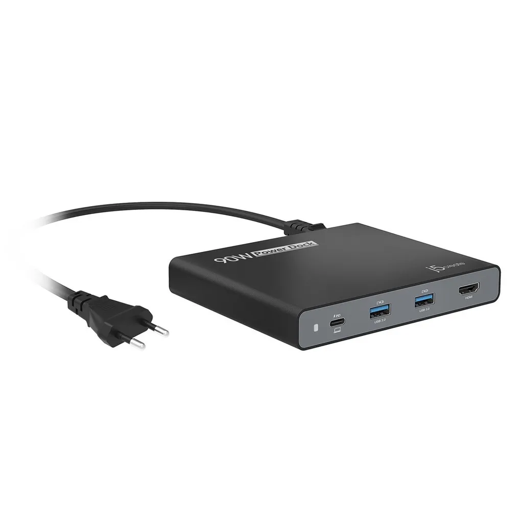 Station de voyage USB-C j5create : Chargeur 90W pour MacBook et PC Port