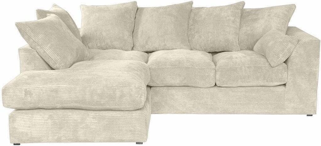 Meble Ares Stilvolles Linkes Ecksofa DIVERS - 205 x 65 x 164 cm Modernes L-sofa 3 sitzer zum Wohnzimmer - Cord – Beige