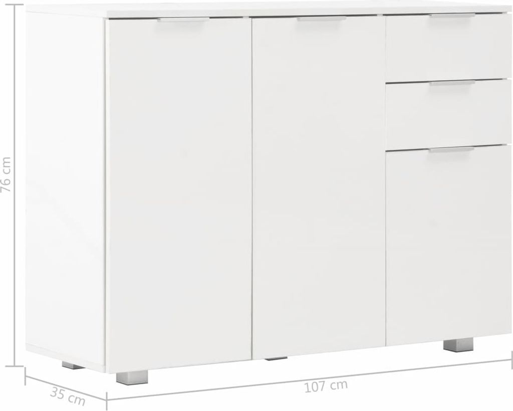 vidaXL Kredens biały wysoki połysk 107 x 35 x 76 cm Zdjęcie produktu 9