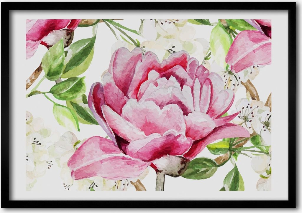 Bild - Bilderrahmen - 100 cm x 70 cm - MDF - Rahmen - Foto - Wandkunst Pfingstrosen