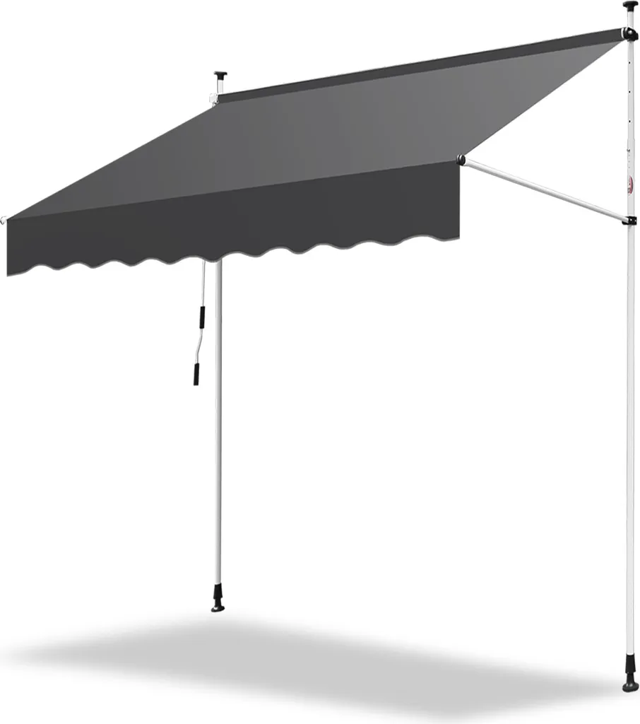 Clanmacy Tenda da Sole con Morsetti 250 cm Grigio - Balcone Senza Buchi