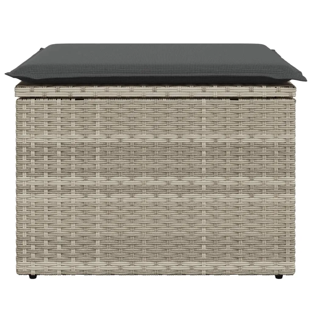 Sgabello da giardino con cuscino grigio chiaro 55x55x37 cm in poly rattan - 5