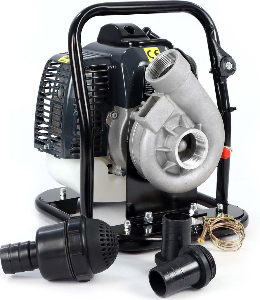 Wiltec Benzin Wasserpumpe 1,4 kW Gartenpumpe mit 15 m³/h Durchfluss, Garten Pumpe mit 2-Takt-Motor, Motorpumpe zur Bewässerung und zum Aus- bzw. ...