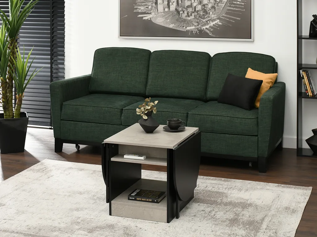 Table basse extensible IZAK noir et béton - Table de salon modulable - 6