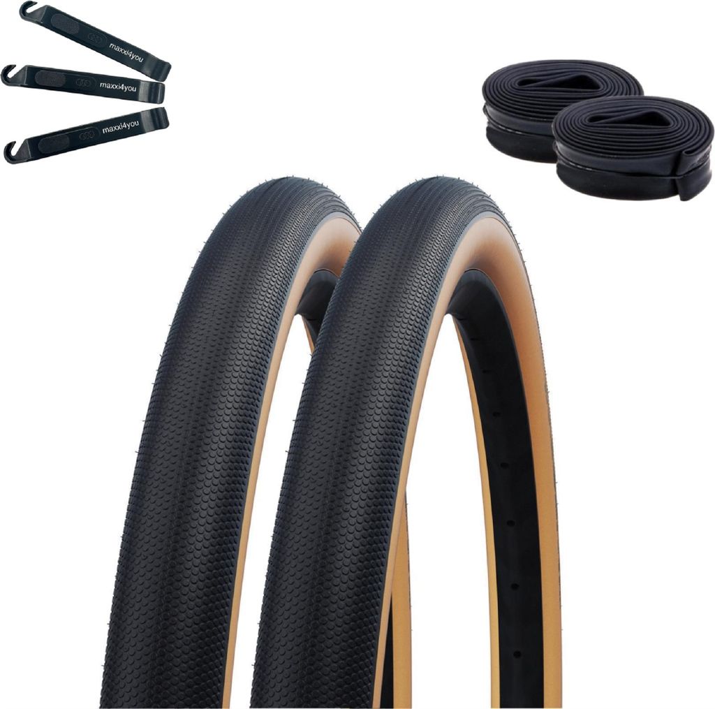 2 x Faltreifen Schwalbe G-ONE Speed Performance Fahrradreifen RaceGuard TLE E-25 Schwarz/Gumwall 50-584 (27,5 x 2,00) + 2 Schwalbe DV19 Schläuche ...