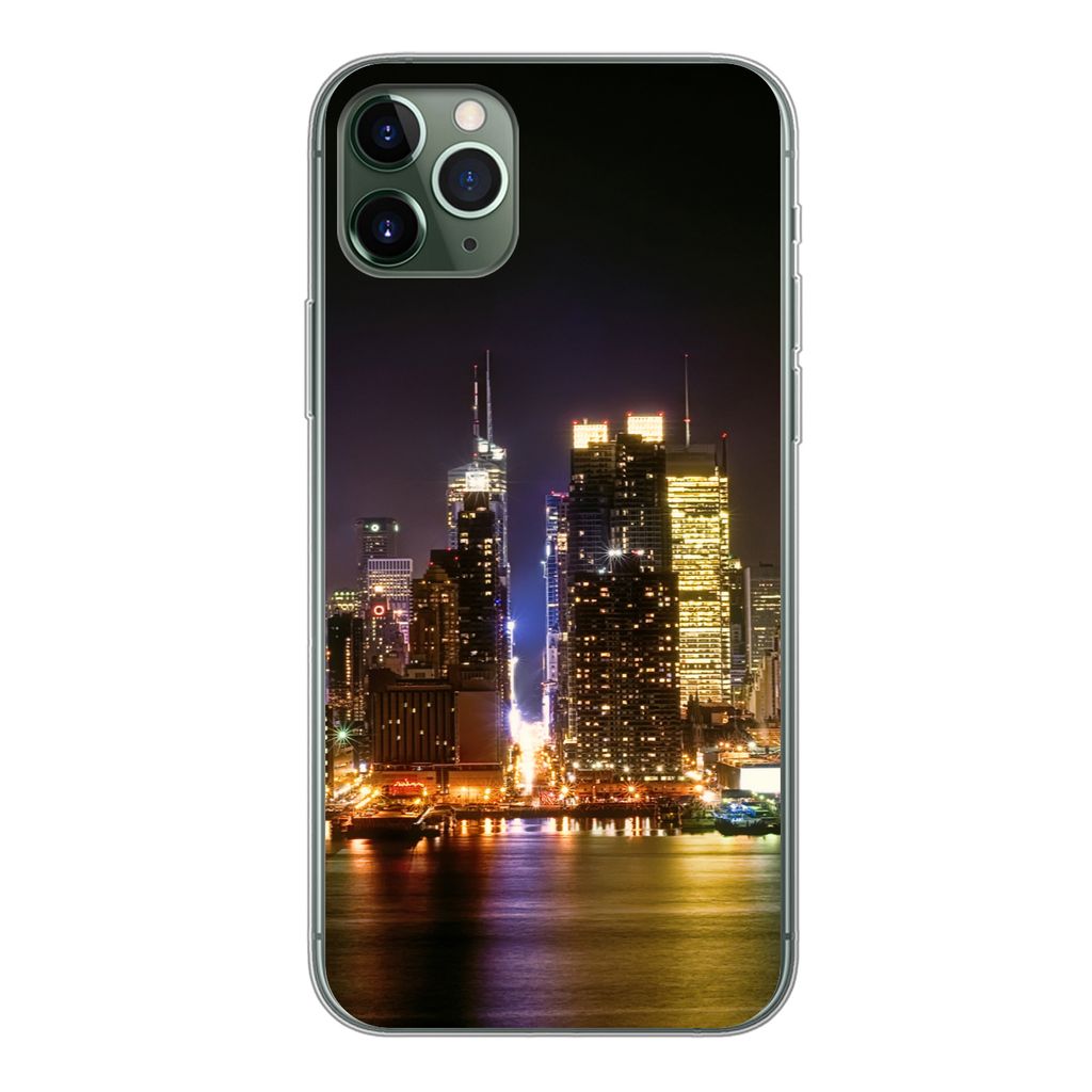MuchoWow Handyhülle Schutzhülle Hülle für iPhone 11 Pro Max New York - Skyline - Farben Silikon Softcase Handy Hülle - Schutz