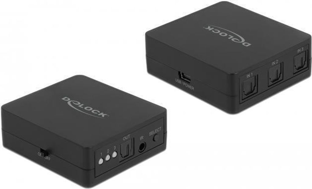 Delock S/PDIF TOSLINK Switch 3 In 1 Out mit IR-Fernbedienung