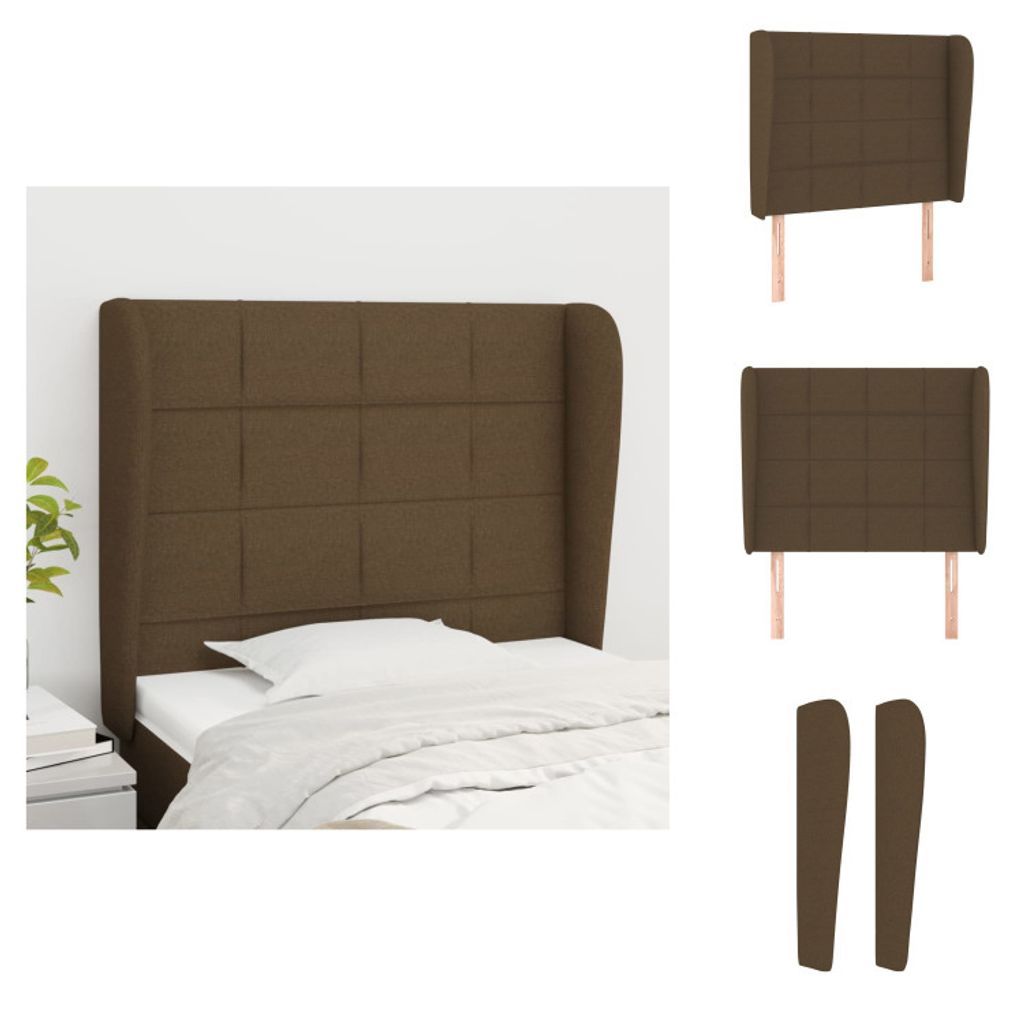 vidaXL Kopfteil mit Ohren Dunkelbraun 93x23x118/128 cm Stoff - Kopf- & Fußenden