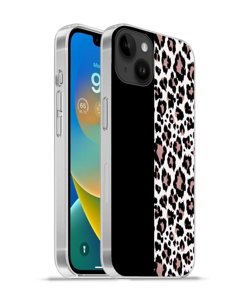 MuchoWow Handyhülle Schutzhülle Hülle für Apple iPhone 14 Plus - Soft case Tiermuster - Panther - Rosa Silikon Softcase Handy Hülle - Abbildung
