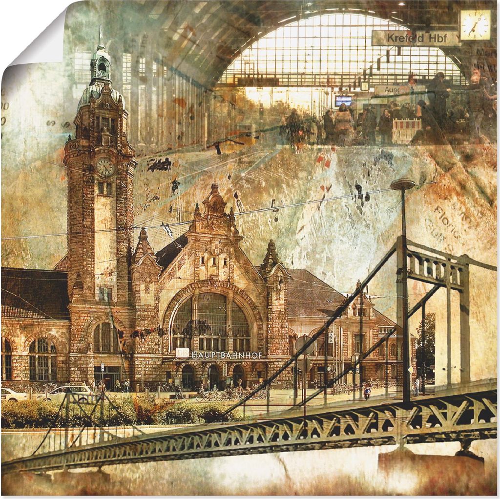 ARTland Poster Krefeld Skyline Abstrakte Collage Größe: 30x30 cm