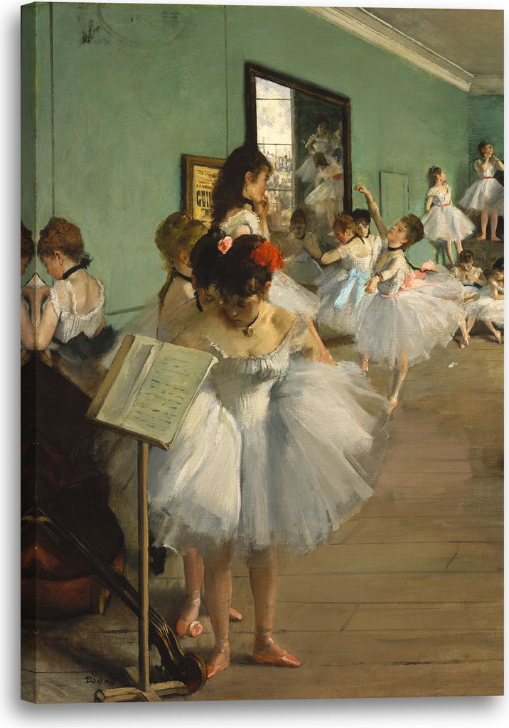Leinwandbild (80x120cm): Edgar Degas - Die Tanzstunde, echter Holz-Keilrahmen inkl. Aufhänger, handgefertigt in Deutschland