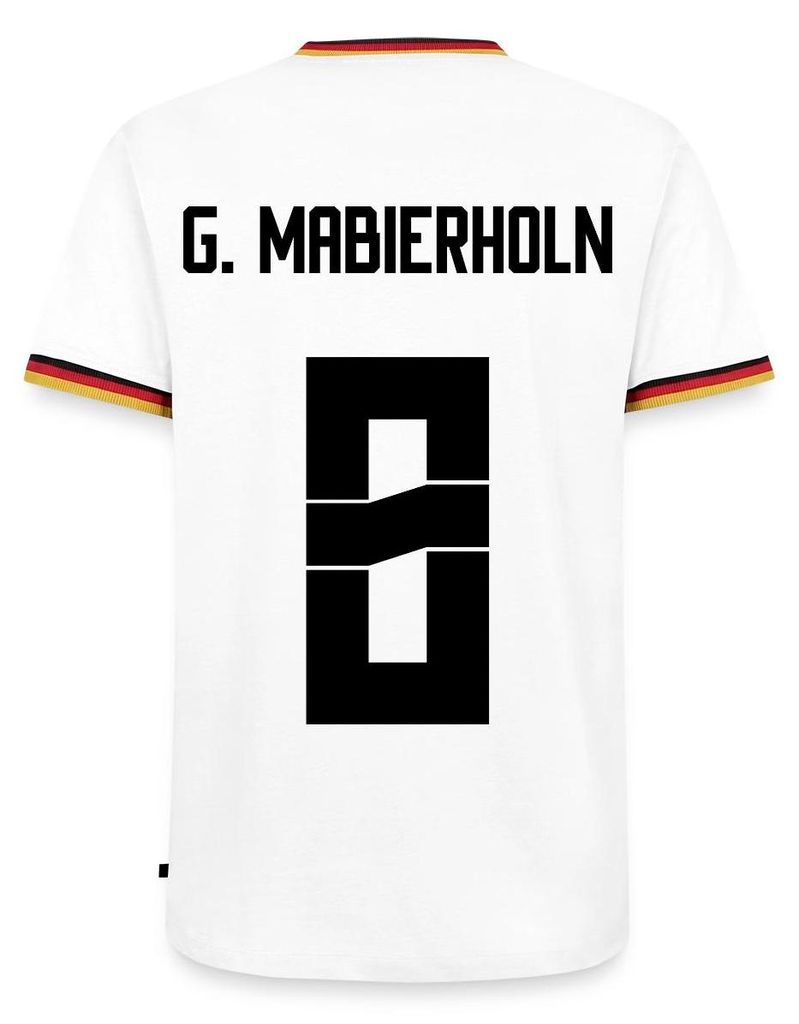 Spreadshirt Sauf Trikot Party Outfit G. Mabierholn Männer Kontrast T-Shirt, L, Weiß/Dreifarbig
