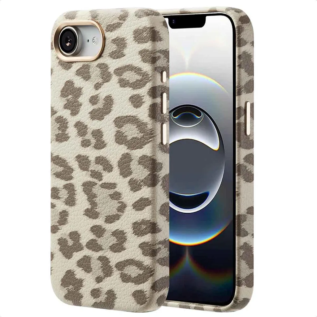Selencia Sabi iPhone 16e Cover MagSafe Motivo Leopardato - Protezione PU