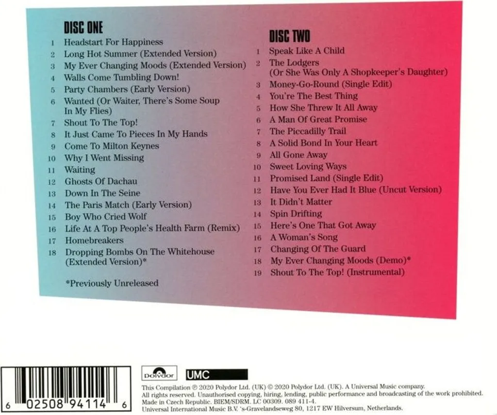 The Style Council Long Hot Summers CD Anthologie Complète de Paul Weller