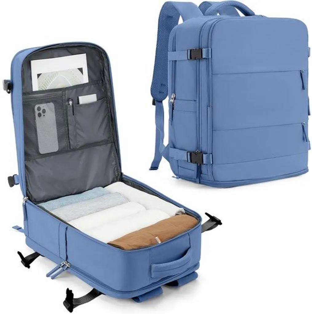 Sac de voyage imperméable bleu azur avec compartiment PC portable