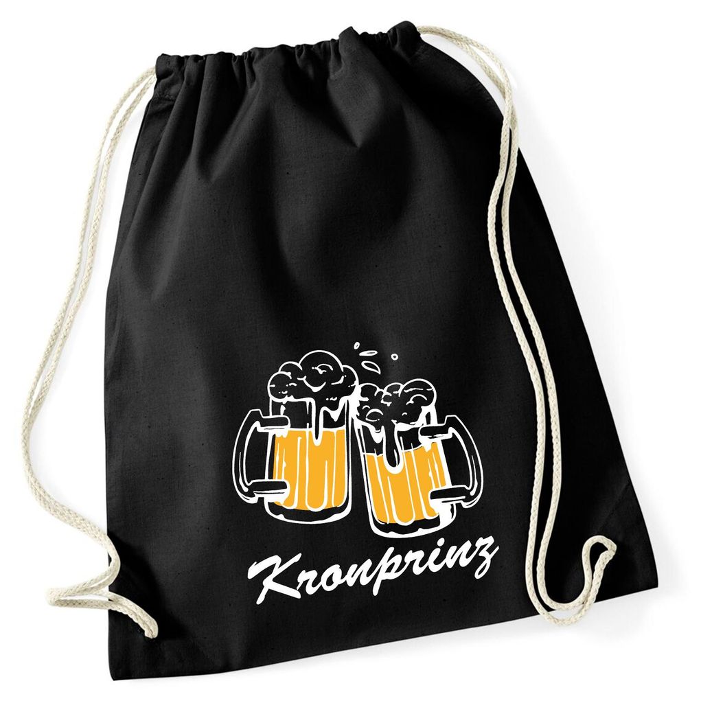 Huuraa Turnbeutel Kronprinz Schützenfest 12 Liter Black Baumwolle Rucksack Geschenkidee