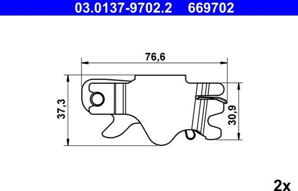 ATE 03.0137-9702.2 Zubehörsatz, Feststellbremsbacken OE 34416851439 kompatibel mit Q7, 1er E81, 1er E87, 1er F20, 1er F21, 1er E88, 1er E82, 2er F...