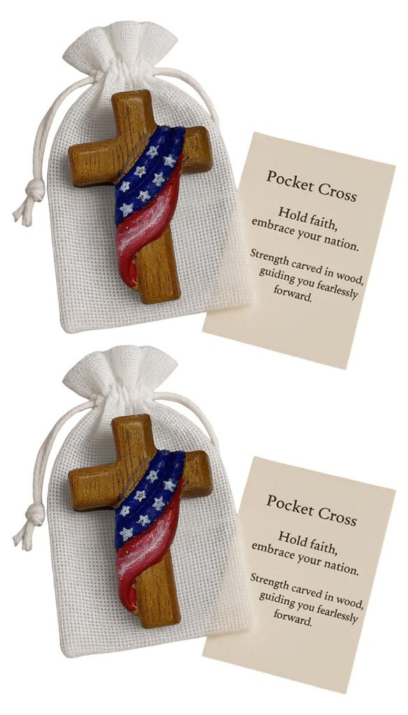 1/2 Stück Glaubensstärke-Taschenumarmung mit inspirierender Karte, tragbares patriotisches Glaubenssymbol aus Holz, Dekoration, christliches reli...