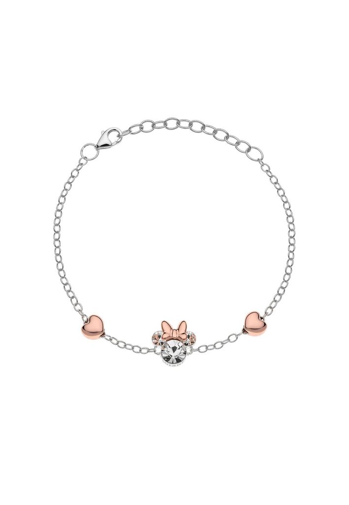 Disney BS00035TRPL-55 Armband Mädchen Damen Minnie Maus Herzen Silber 17 cm