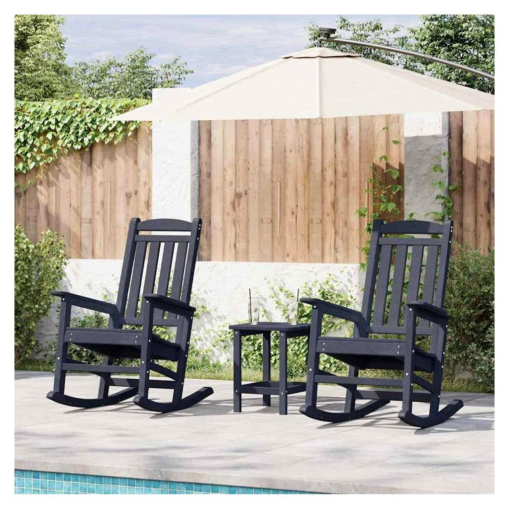 Marineblauer Kunststoff-Gartenschaukelstuhl, 2-Sitzer, 38x38x46 cm, bis 295 kg - Wetterfest und modern