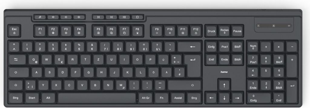Hama Funktastatur WK-200, Batterie, Schwarz, QWERTZ