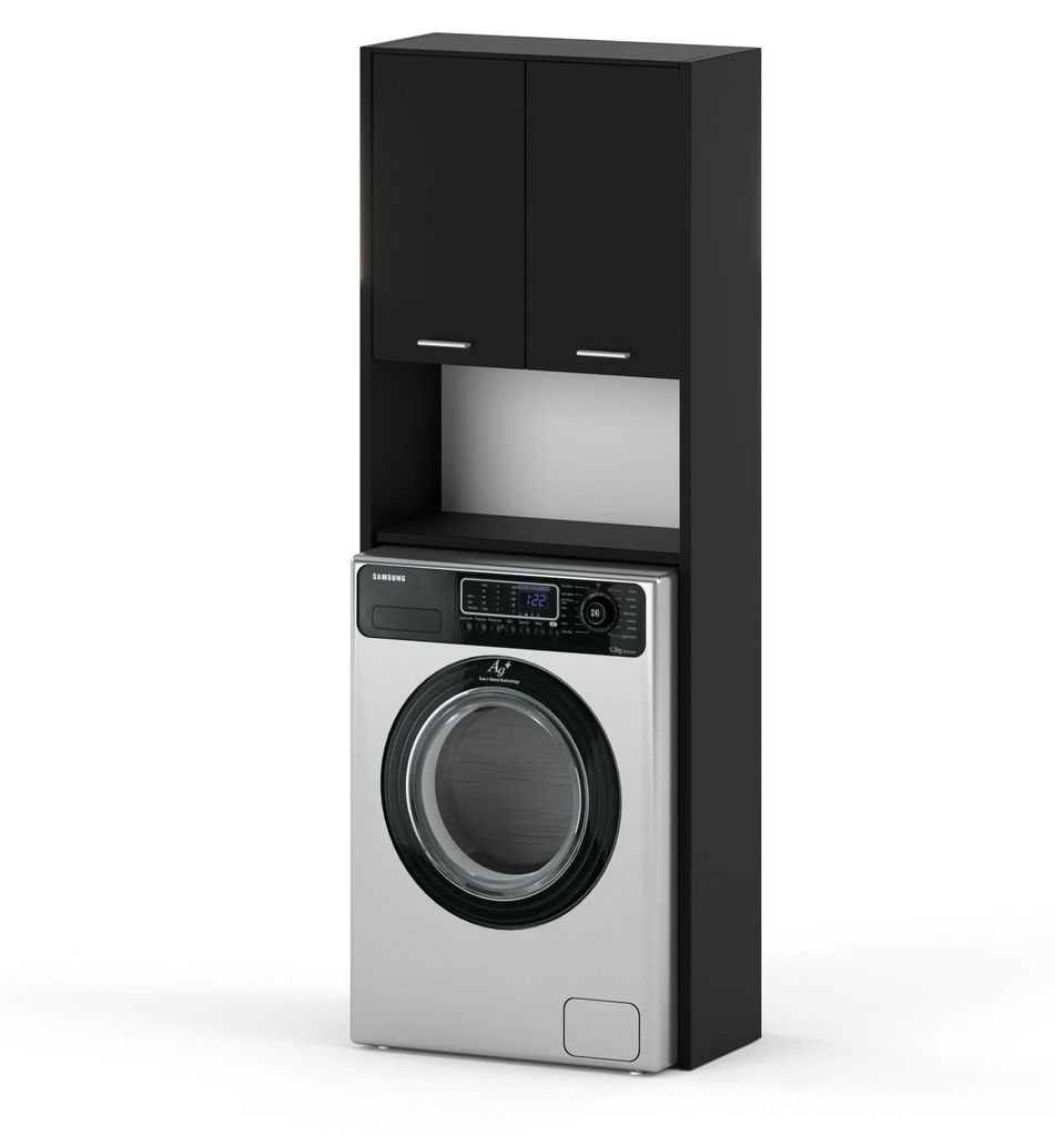 Waschmaschinenschrank, mattschwarz Produktbild 
