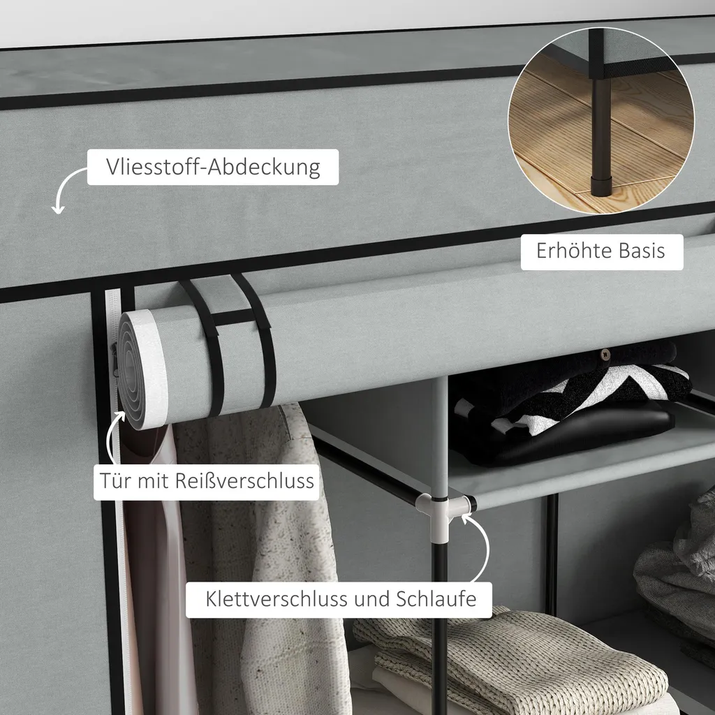 Dressing penderie modulable avec 10 compartiments et tiroirs de rangement