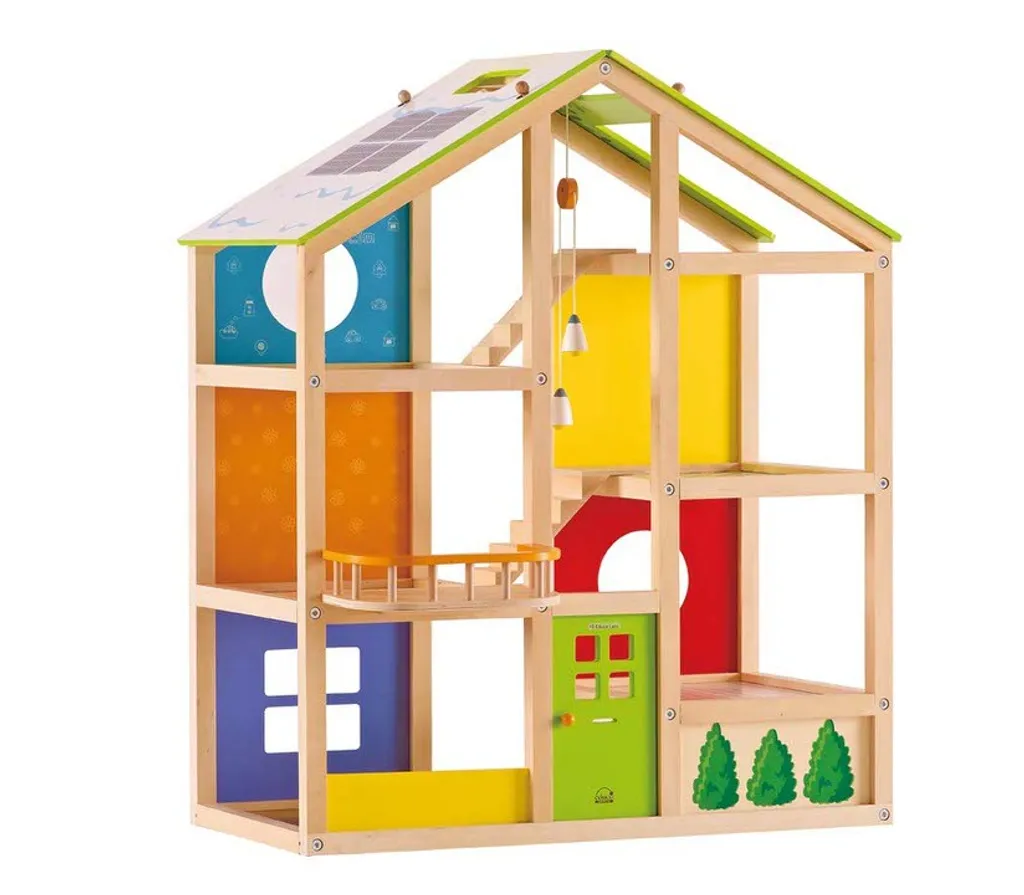 Hape Maison de poupées en bois All Season - Set meublé de 6 pièces