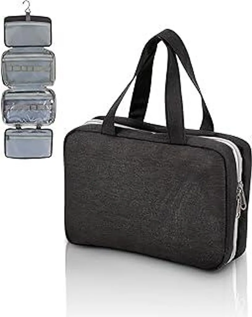 Necessaire Viaggio FeinKulturia Nero: Beauty Case Aereo con Manico