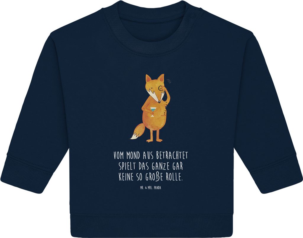 Mr. & Mrs. Panda Organic Baby Pullover Fuchs Lord 6. - 12. Monat - French Navy - Geschenk, Spruch Lustig, Schick, Cocktail, Neugierig, Füchse, Bul...