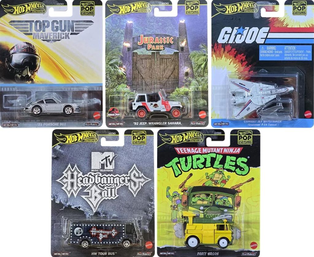 Hot Wheels Premium Pop Culture Set – komplettes Set – 5 Modelle – HXD63 – Neu &1:64