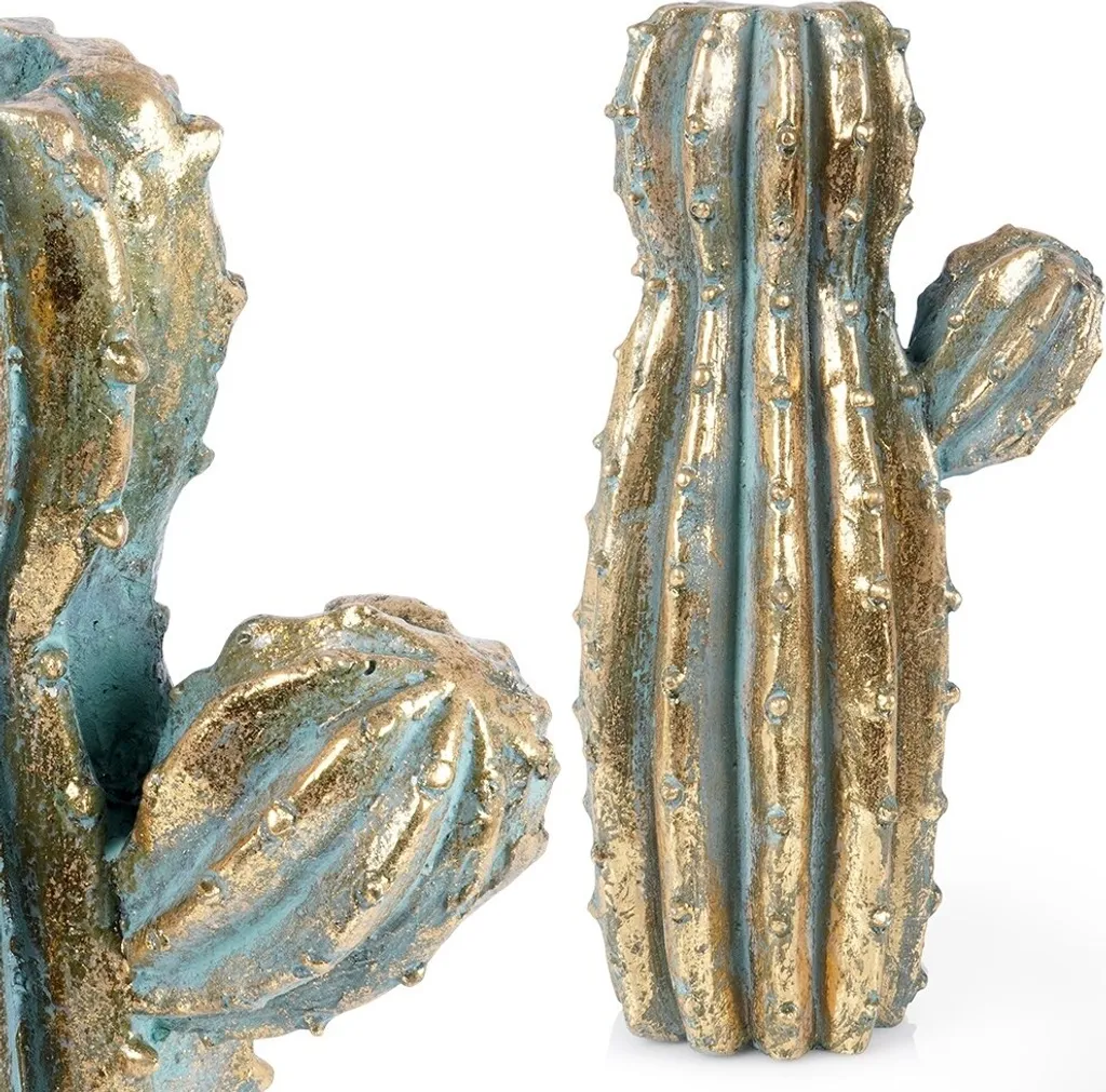 Grand Vase Cactus Doré 41,5 cm : Déco Lumineuse pour Intérieur Sombre