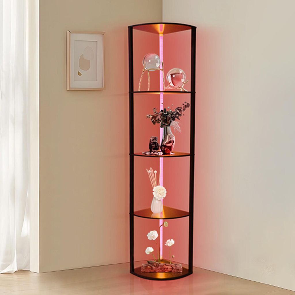Eckvitrine Eckschrank mit Dimmbare LED, 4-Ebenen Eckregal Produktbild 