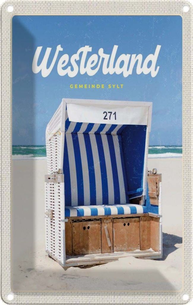 vianmo Blechschild 30x20 cm Westerland Sylt Schleswig-Holstein Bildmotiv Reisemotiv Abenteuer Reisen Urlaub