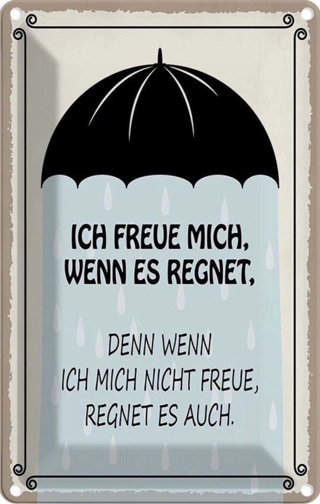 vianmo Blechschild 18x12 cm ich freue mich wenn es regnet Dekoration Spruch Zitat