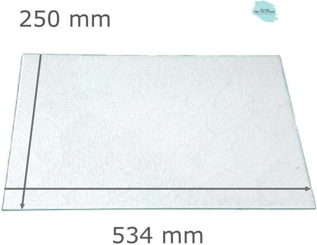 Kühlschrank Einlegeboden - Strukturglas Kathedral 4 mm - eckige Ecken - 534 mm x 250 mm - (89,96 EUR / qm - Mindestbfl. 0,25 qm - Kantenb. 5,35 EU...