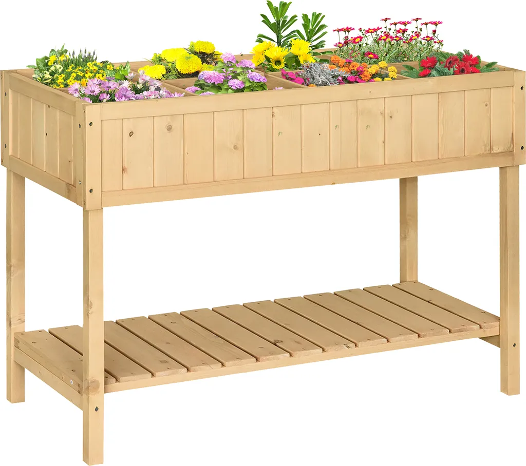 Outsunny Table de Jardinage avec 8 Compartiments en Sapin 120x60x81 cm