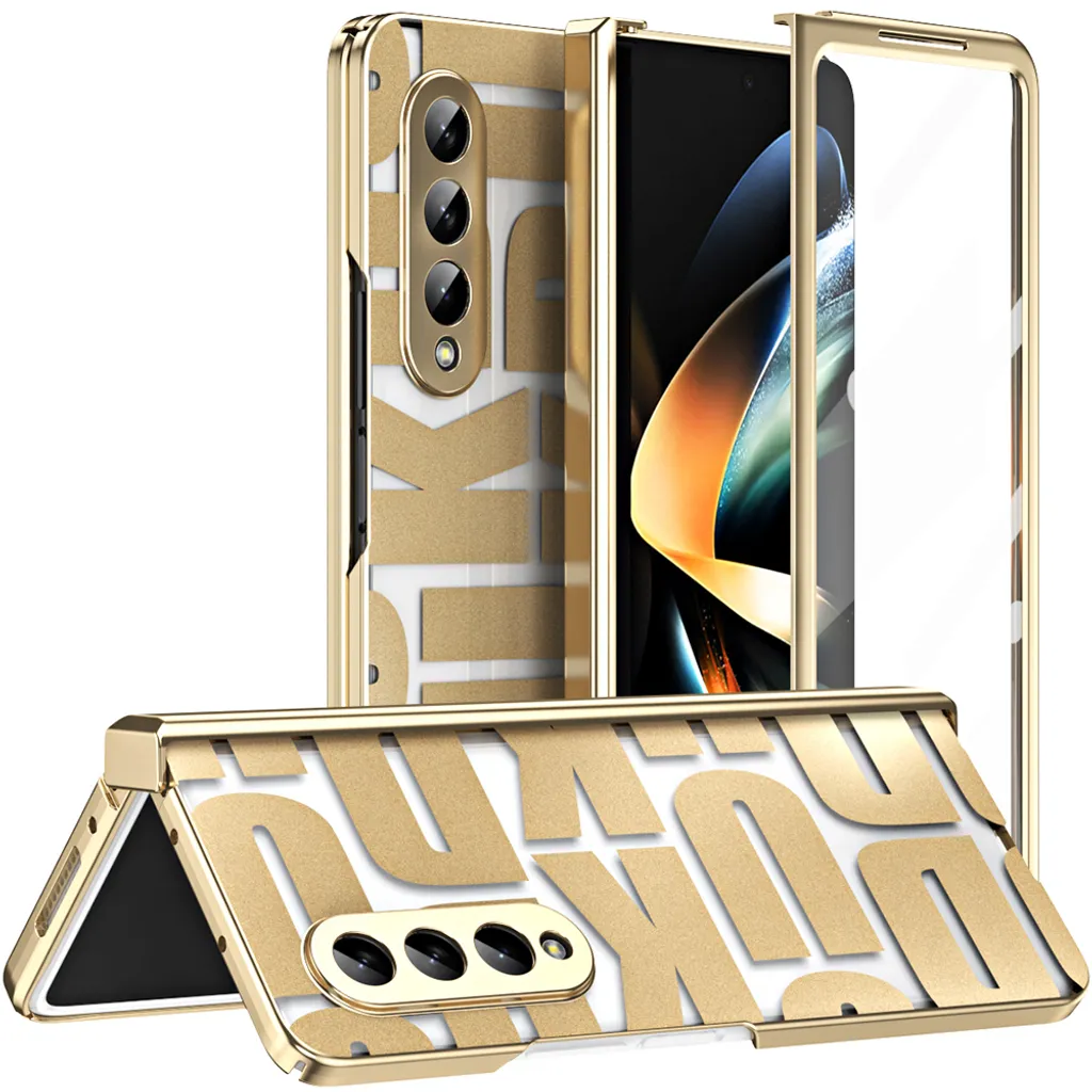 Must-have Cover Z Fold 4 Gold: Trasparente, Slim con Vetro 9H