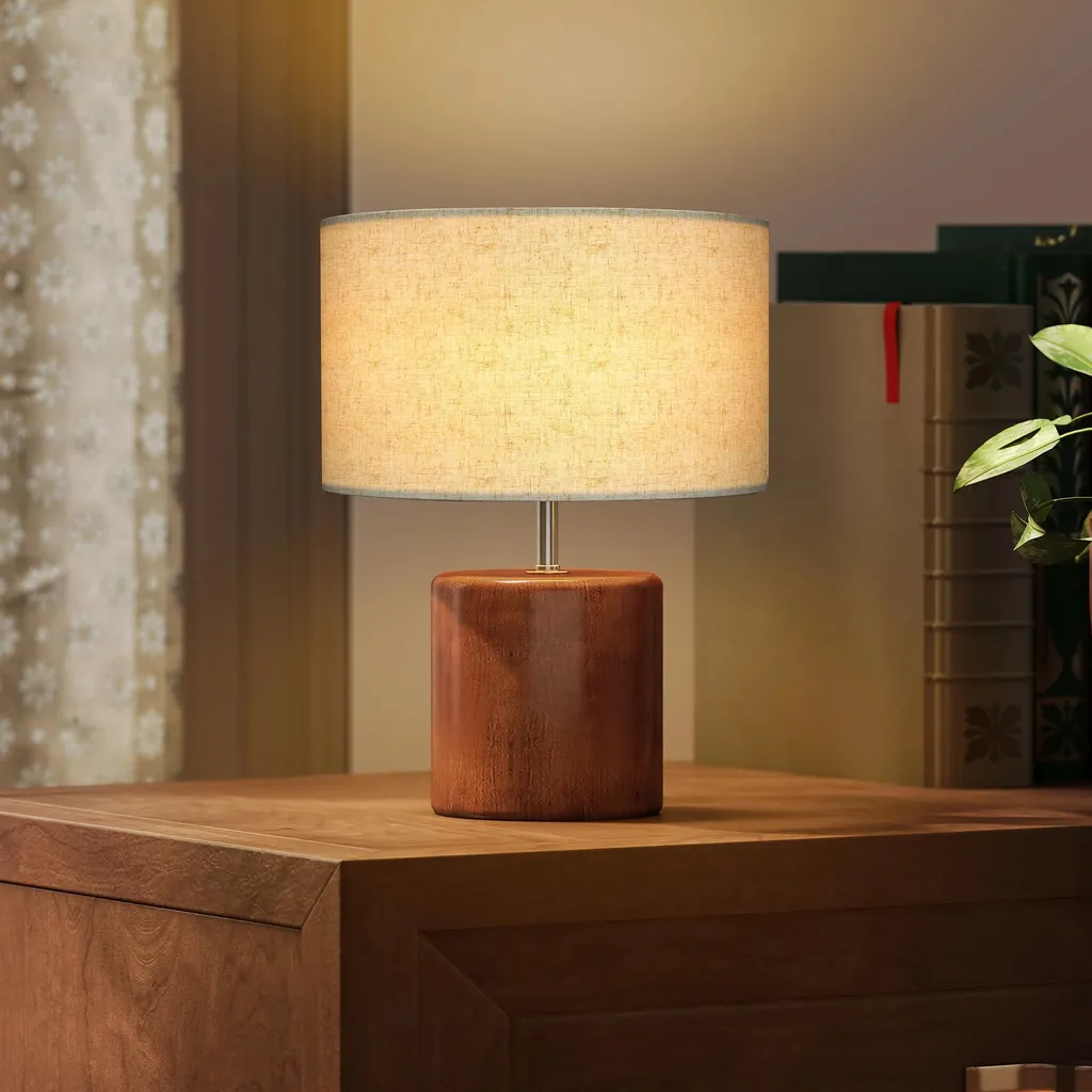 Lampe tactile bois et lin : fini les interrupteurs difficiles E27 - 10