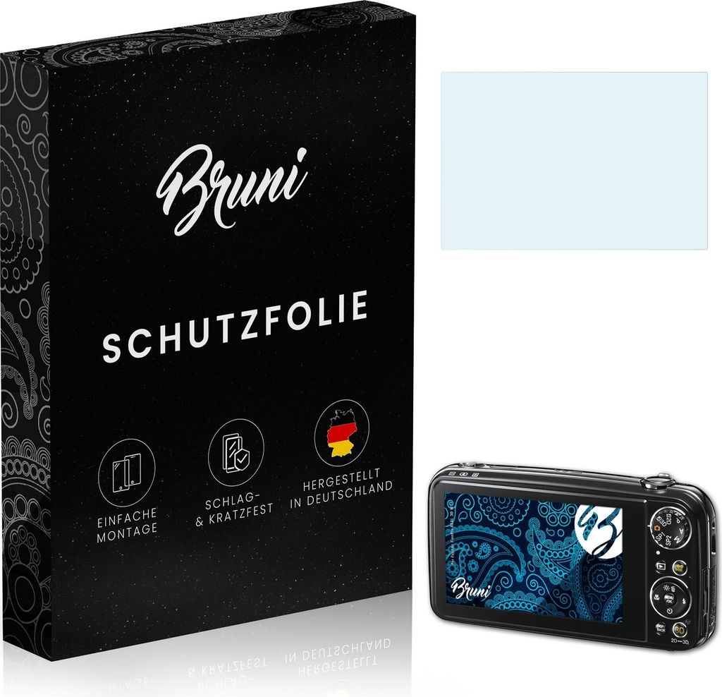 Bruni Basics-Clear 2x Schutzfolie kompatibel mit Fujifilm FinePix REAL 3D W1 Folie
