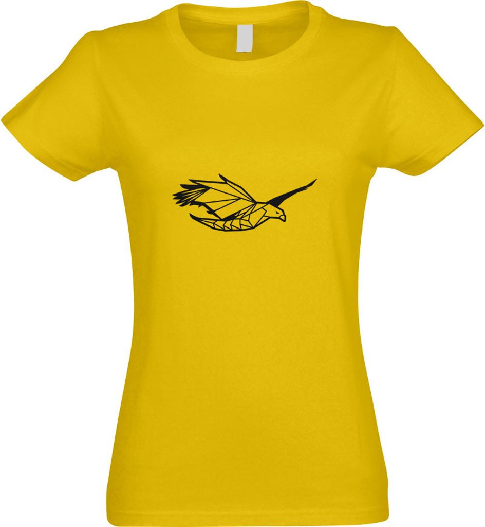 Kiwistar - T-Shirt tailliert - Damen - gelb - Adler Raubvogel Polygon - mit Motiv Bedruckt - Funshirt Design - Sport - Freizeit - Damen - XL