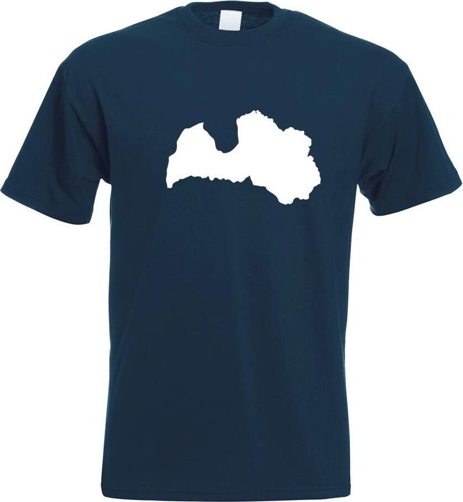 Kiwistar - T-Shirt - Navy - Lettland Umriss Kontur Herren Funshirt Bedruckt Design Sprüche Spruch Motive - mit Motiv Bedruckt - Funshirt Design - ...