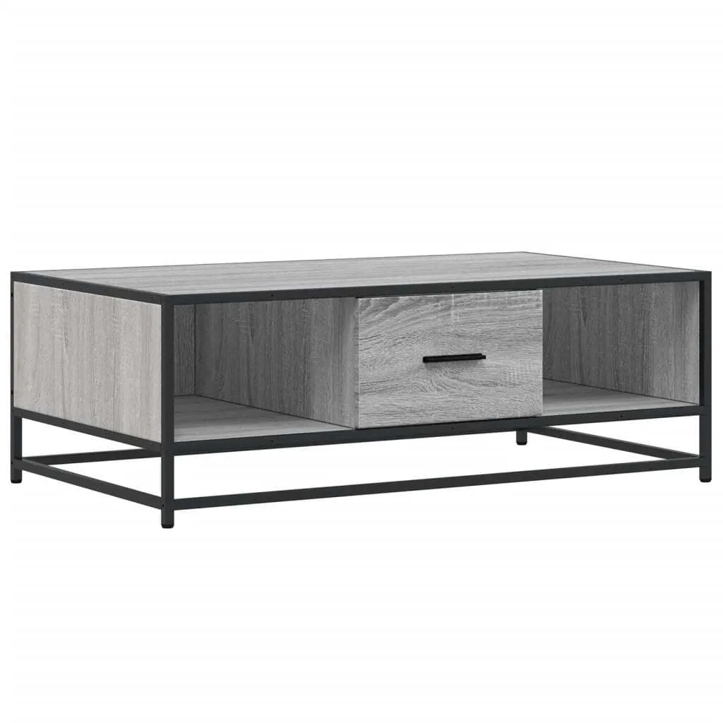 Tavolino da Caffè Moderno 100x57x35 cm Grigio Sonoma e Metallo Nero