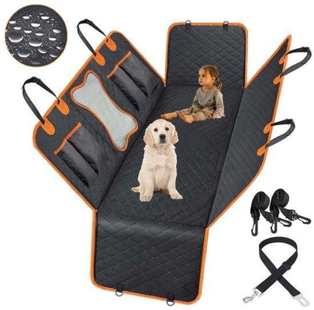 Hundedecke für den Rücksitz, 4-faches Auto-Decken für Hunde, mit Seitenbeschutz und Beobachtungsfenster, wasserdicht, antischleppend, Sicherheit...