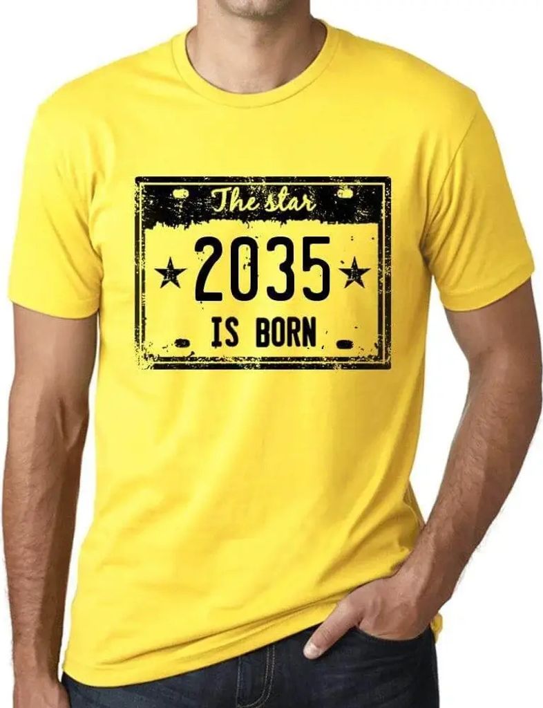 Herren Grafik T-Shirt Der Stern wird im Jahr 2035 geboren – The Star Is Born in 2035 – Öko-Verantwortlich Vintage Jahrgang Kurzarm Lustige Druck
