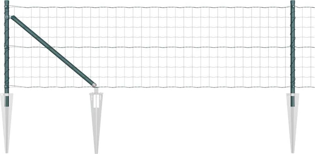 vidaXL Zaun mit Pfosten Grün 0,8 x 25 m Stahl